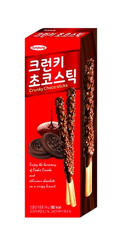 Snack dolce Choco Sticks con biscotti al cacao - Sunyoung 54g.