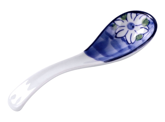 Cucchiaio da zuppa in ceramica - Lunghezza 14cm Disegno Fiore