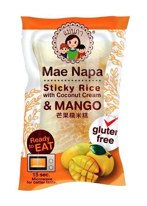 Dolce di riso glutinoso, crema di cocco e mango - Mae Napa 80g.