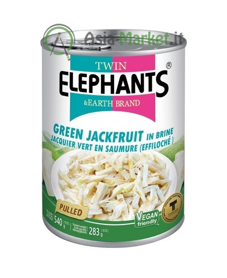 Jackfruit verde sfilacciato in salamoia - Twin Elephants 540g.