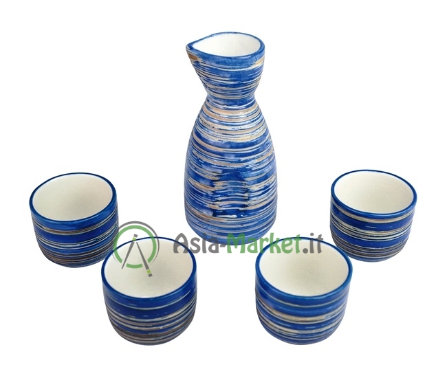 Set da sake in ceramica per 4 persone - colore azzurro e blu - €19.90 :  , L'Asia sotto casa!