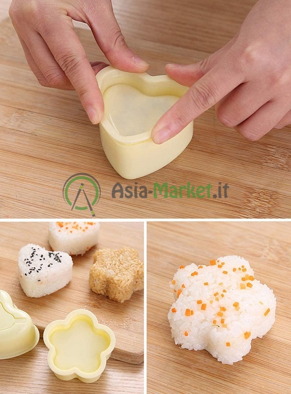 Stampi per Sushi a forma di Cuore e di Fiore - 3 pezzi - €4.49 :  , L'Asia sotto casa!