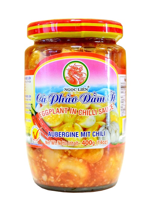 Melanzane rotonde piccole in salamoia con chilli -Ngoc Lien 400g