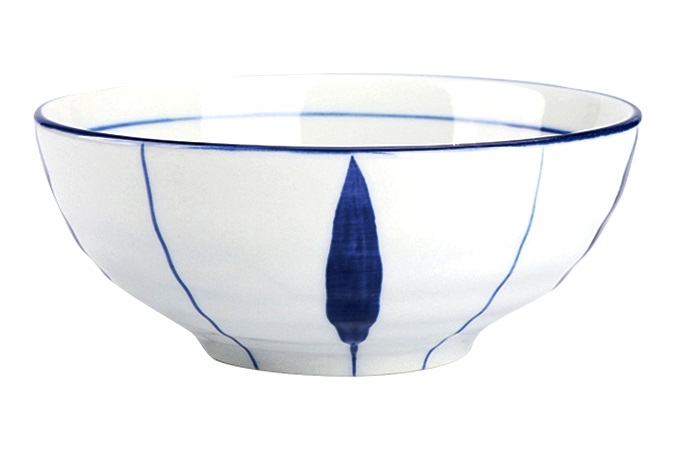 Scodellina in ceramica - Diametro 11.5cm - Disegno Foglie Blu