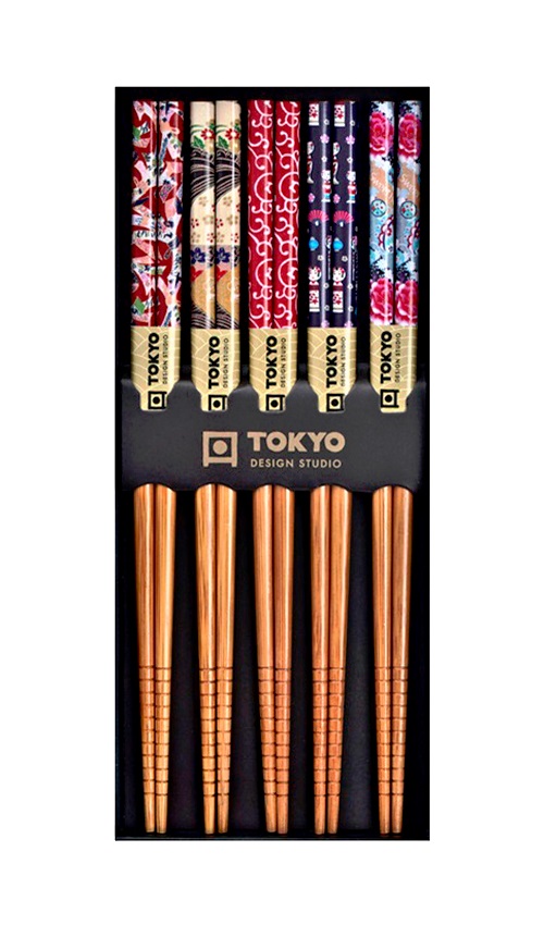 Set 5 paia di bacchette fantasia "A" - Tokyo Design Studio