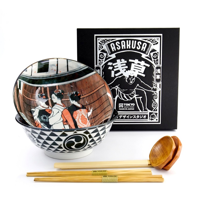 Ramen Set doppio in ceramica Geisha/Matsuri -Tokyo Design Studio