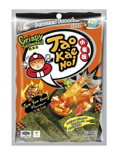 Snack di alghe croccanti gusto Tom Yum Goong - Taokaenoi 32 g.