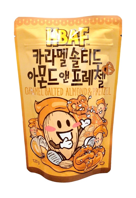 Snack di mandorle e mini-pretzel al caramello salato - HBAF 120g