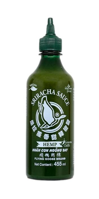 Salsa Sriracha di chilli verde con canapa - Flying Goose 455ml.